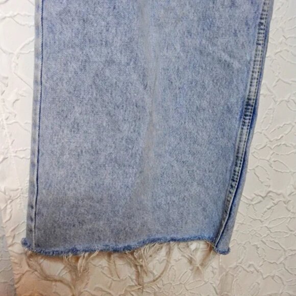 MNG Mango Denim High Waist Raw Hem Wide Leg Carol Jeans Lt Wash(B7) - Picture 4 of 5